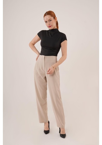 Çift Pens Detaylı Krem Pantolon fırsatları