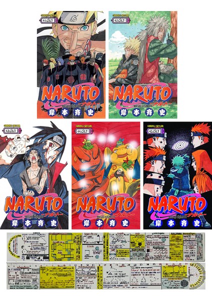Naruto 41-42-43-44-45. Ciltler Manga Seti + Mat. Öğreten Cetvel