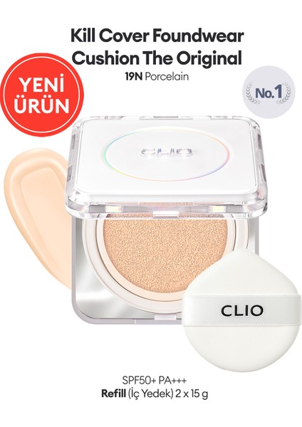 Mat Bitişli Kill Cover Founwear Cushion The Original + Refill (19N Porcelain) SPF50+ Pa+++