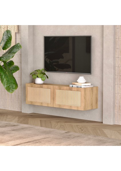 Babil Ceviz Ahşap Rengi Mdf Hazeran Detaylı Rattan 120 cm Tv Ünitesi fiyatları