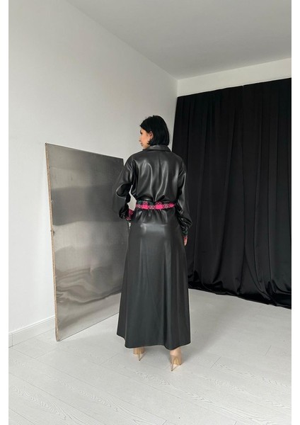 Siyah Garnili Etekli Deri Takım fırsatları