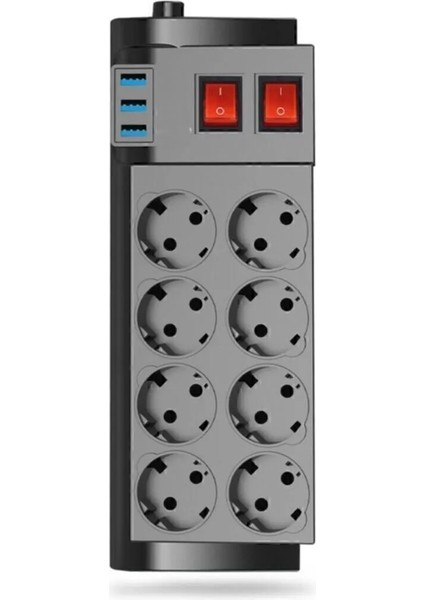 8'li Priz 3x USB 2mt Uzatma Kablosu Termal Akım Korumalı Çoklu Priz fiyatları