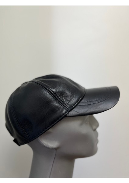 Unisex Lacivert %100 Hakiki Deri Cırt Cırtlı Şapka – (57-59 cm ) Arkadan ayarlanabilir modelleri