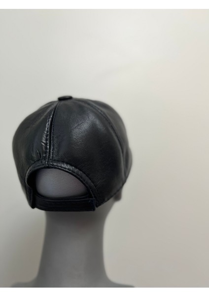 Unisex Lacivert %100 Hakiki Deri Cırt Cırtlı Şapka – (57-59 cm ) Arkadan ayarlanabilir