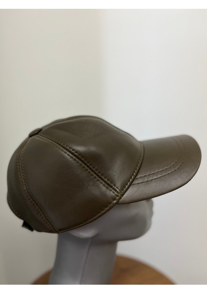 Haki Unisex %100 Hakiki Deri Cırt Cırtlı Şapka – (57-59 cm ) Arkadan ayarlanabilir modelleri