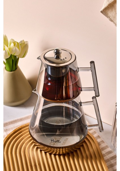 Franca Füme Indüksiyon Tabanlı Borosilikat Cam Çaydanlık Takımı 550 ml Demlik 1000 ml Suluk fiyatları