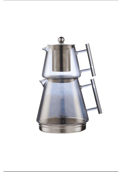 Franca Füme Indüksiyon Tabanlı Borosilikat Cam Çaydanlık Takımı 550 ml Demlik 1000 ml Suluk fırsatları