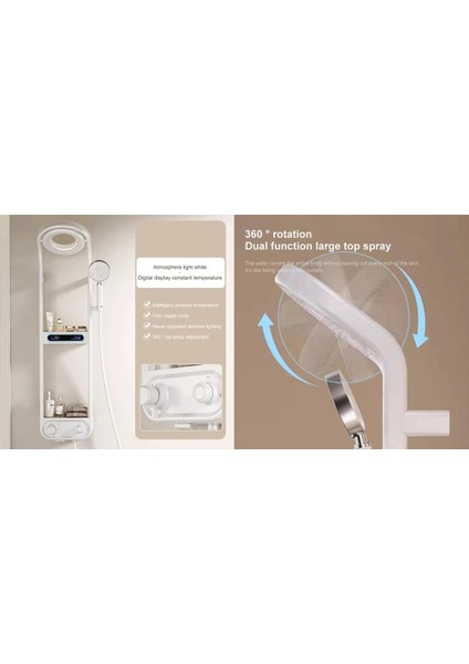 Dijital LED Ekran ve Termostatlı Robot Duş Seti Lüx Şelale Yağmur Duş Sistemi 7 Yıl Garantili Ithal