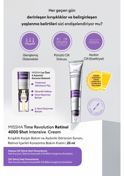 Kırışıklık Karşıtı Retinol İçerikli Konsantre Krem Time Revolution Retinol 4000 Shot Intensive Cream fiyatları