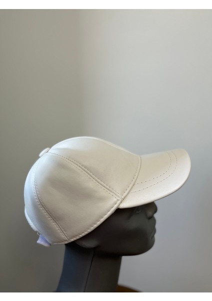 Beyaz Unisex %100 Hakiki Deri Cırt Cırtlı Şapka – (57-59 cm ) Arkadan ayarlanabilir fiyatları