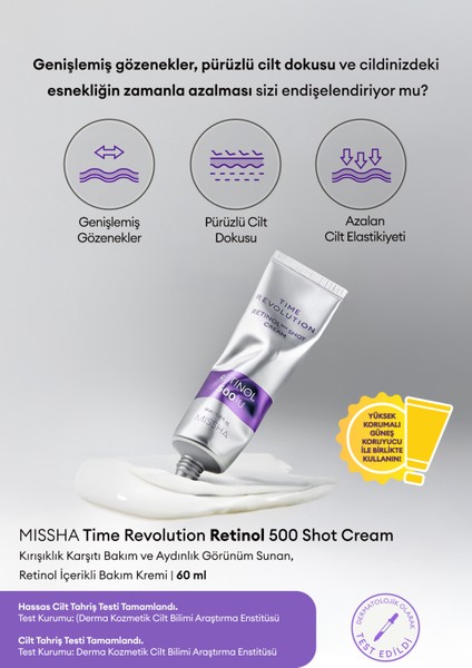 Kırışıklık Karşıtı, Retinol İçerikli Bakım Kremi Time Revolution Retinol 500 Shot Cream fiyatları