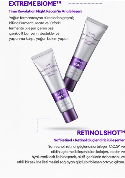 Kırışıklık Karşıtı, Retinol İçerikli Bakım Kremi Time Revolution Retinol 500 Shot Cream modelleri
