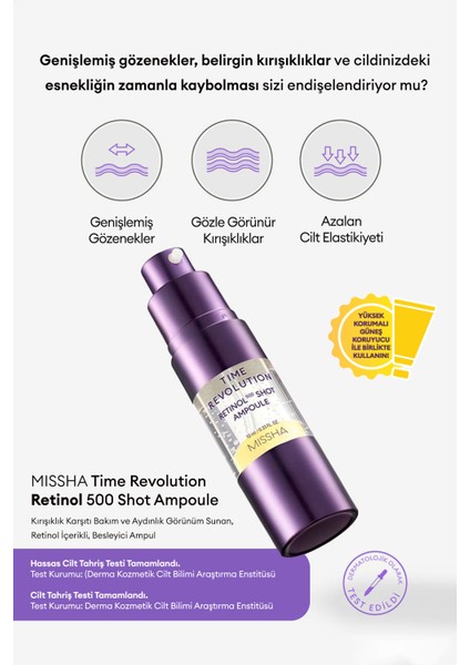 Kırışıklık Karşıtı, Retinol İçerikli, Besleyici Ampul Time Revolution Retinol 500 Shot Ampoule fiyatları