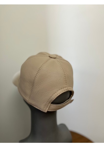 Bej Unisex %100 Hakiki Deri Cırt Cırtlı Şapka – (57-59 cm ) Arkadan ayarlanabilir indirimleri