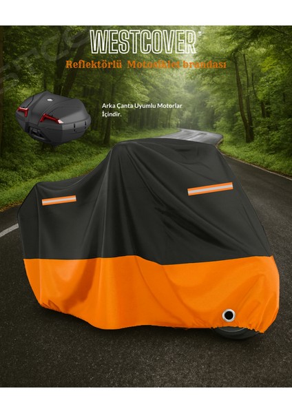 Bumoto/jinling Calibre 250CC Arka Çanta Uyumlu Turuncu Siyah Reflektörlü Motosiklet Branda,örtüsü