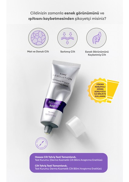 Retinol İçerikli Kırışıklık Karşıtı Soyulabilen Maske Time Revolution Retinol 500 Shot Wrapping Mask