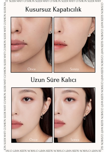 Kapatıcı, Mat Bitişli Cushion + Refill Muzıgae Mansıon Sleek Matt Cushion Set (No.19) SPF50+/PA++++ modelleri