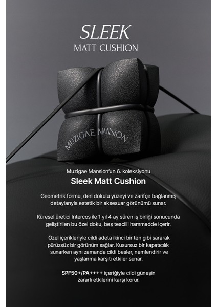 Kapatıcı, Mat Bitişli Cushion + Refill Muzıgae Mansıon Sleek Matt Cushion Set (No.19) SPF50+/PA++++