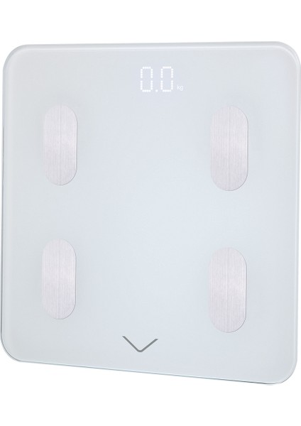 V-Fit Akıllı Tartı Bluetooth Bağlantılı Temperli Cam LCD Ekran Vücut Analizli Kaymaz Yüzey