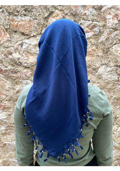 Mavi Püsküllü Yazma Eşarp – Pamuklu, Şık ve Rahat Kullanım fiyatları