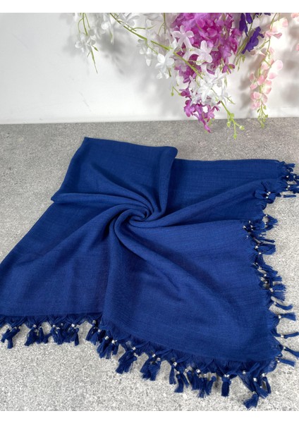 Mavi Püsküllü Yazma Eşarp – Pamuklu, Şık ve Rahat Kullanım fırsatları