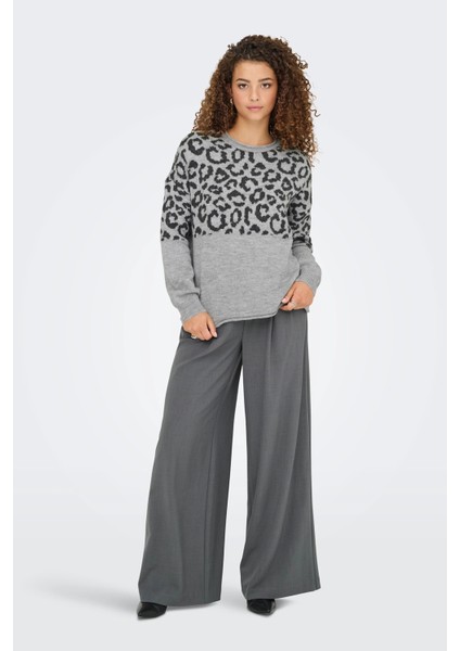 Kadın Onljade Bisiklet Yaka Desenli Örme Kazak 15294969 Açık Gri fırsatları