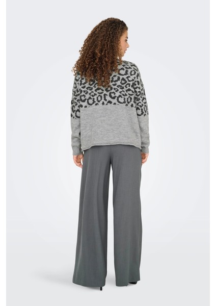 Kadın Onljade Bisiklet Yaka Desenli Örme Kazak 15294969 Açık Gri indirimleri