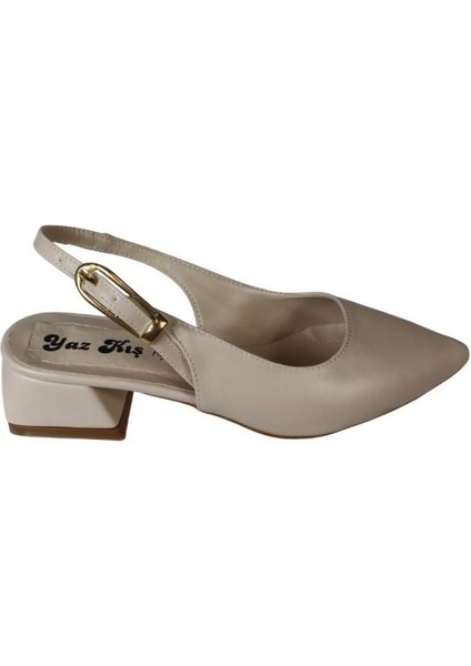 Yazkış Kadın Siyah Ten Cilt Önü Kapalı Arkası Açık 4cm Kalın Topuk Ayakkabı fiyatları