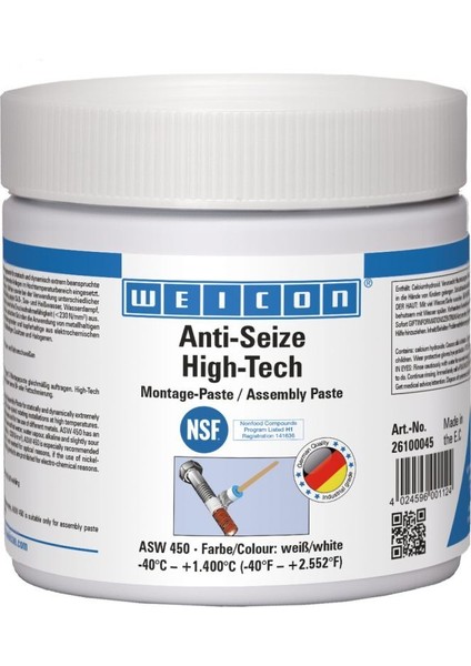 Anti-Seize „high-Tech“ Montaj Macunu 0,45 Kg-Gıda Onaylı Gres