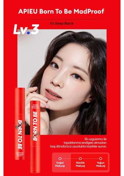 Uzun ve Kıvrık Görünüm Sunan A'PIEU Born To Be Madproof Lengthening&Volumizing Mascara (No.01) modelleri