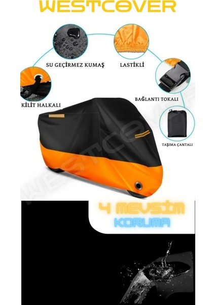 Mondial 150 Ut Uyumlu Motosiklet Brandası Turuncu Siyah Reflektörlü Motor Örtüsü modelleri