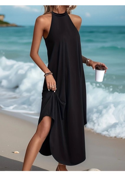 Kadın Daire Yakalı Reglan Kol Viskon Elbise modelleri