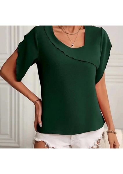 Kadın Kısa Kollu Yaka ve Kol Detay Jesica Bluz indirimleri