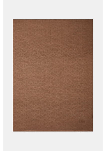 Pamuk Ipek Monogram Şal 41302-KOYU Vizon