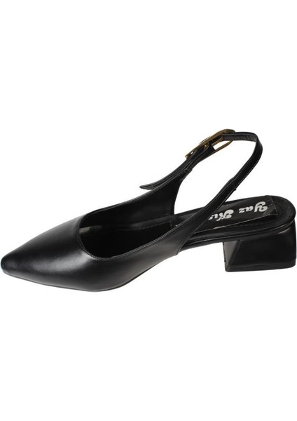Yazkış Kadın Siyah Ten Cilt Önü Kapalı Arkası Açık 4cm Kalın Topuk Ayakkabı modelleri