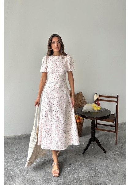 Pembe Dijital Baskılı Atlas Elbise fiyatları