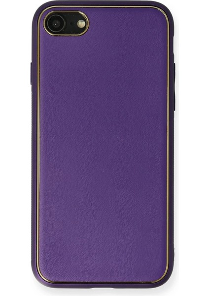 Newface iPhone 7 Kılıf Coco Deri Silikon Kapak - Mor
