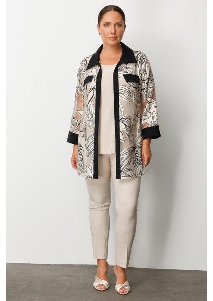 Moda Ilgi Kadın Büyük Beden Çiçek Organzeli Uzun Kollu Ikili Takım 0264 Siyah fiyatları