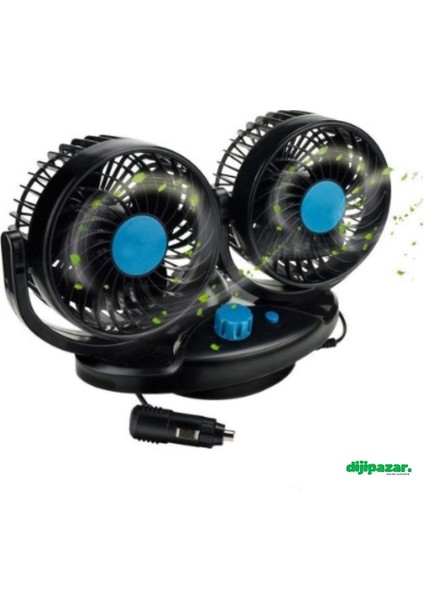 Oto Vantilatör 24 Volt 360 Derece 3 Kademe Hız Ayarlı Çift Başlı Vantilatör Çakmaklık Soketli modelleri