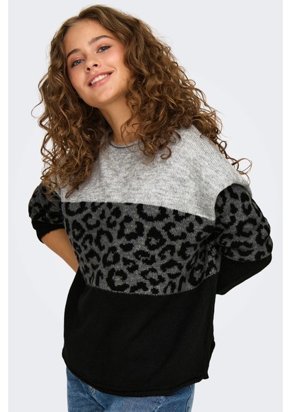 Kadın Onljade Bisiklet Yaka Desenli Örme Kazak 15294969 Gri