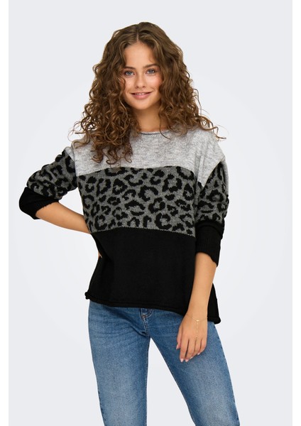 Kadın Onljade Bisiklet Yaka Desenli Örme Kazak 15294969 Gri fiyatları