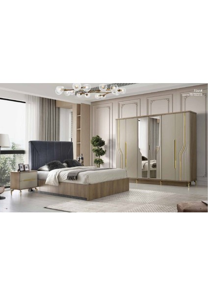 Aby Antrasit - Meşe - Gold Hazal Yatak Odası Takımı
