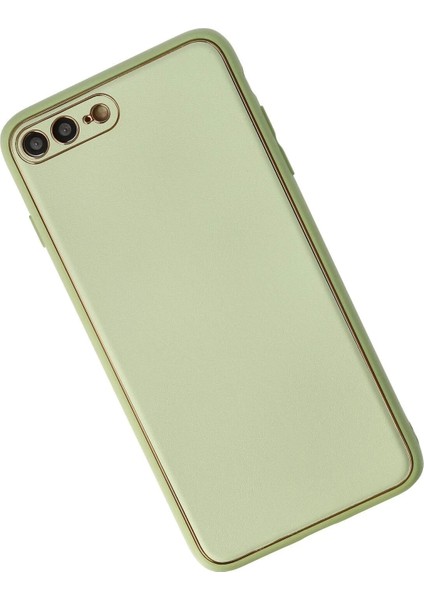 Newface iPhone 7 Plus Kılıf Coco Deri Silikon Kapak - Açık Yeşil modelleri