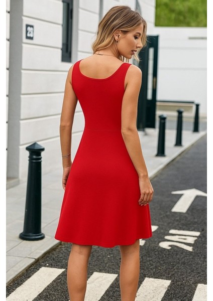 Kadın Askılı Yuvarlak Yaka Kısa Viskon Elbise modelleri