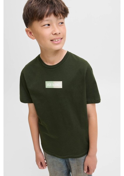 Jjpan Tee Ss Crew Neck Jn Haki Erkek Çocuk Kısa Kol T-Shirt