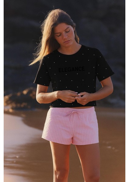 Kompak Ribana Taşlı T-Shirt