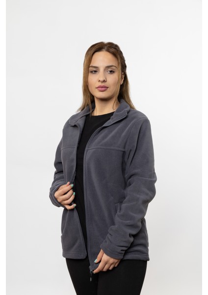 Kadın Füme Rengi Önü Fermuarlı Cepli Polar Ceket fırsatları