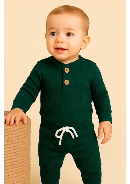 Unisex Basic Badili Alttan Çıtlı Fitilli Bebek Takım 3 Ay - 2 Yaş