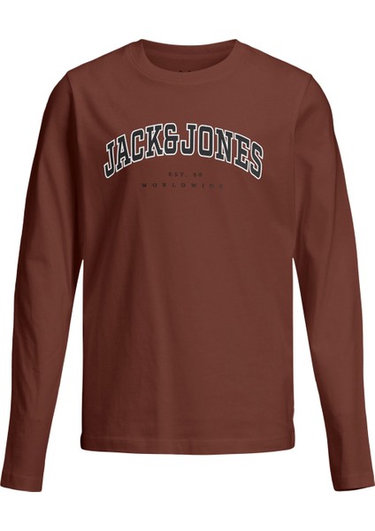 Jjecaleb Varsıty Tee Ls O Kahverengi Erkek Çocuk Kısa Kol T-Shirt