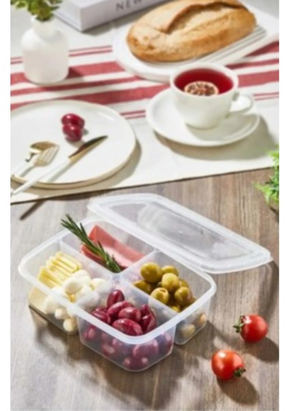 Pratik 4 Bölmeli Saklama Kabı 4X250 ml – Yemek ve Atıştırmalıklar Için